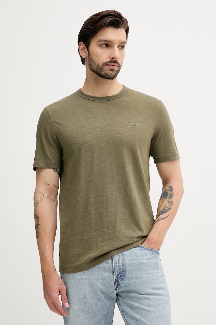 BOSS Orange tricou din bumbac culoarea roz, uni, 50508243