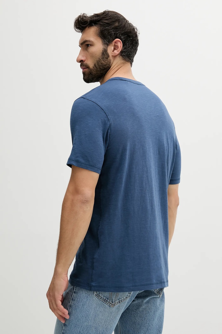 Хлопковая футболка BOSS Orange мужская цвет бирюзовый однотонная 50508243