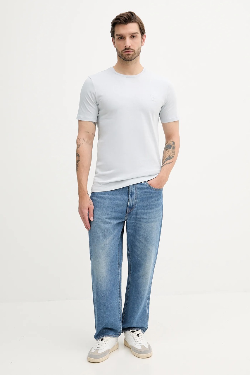 Хлопковая футболка BOSS Orange цвет чёрный однотонная 50508584