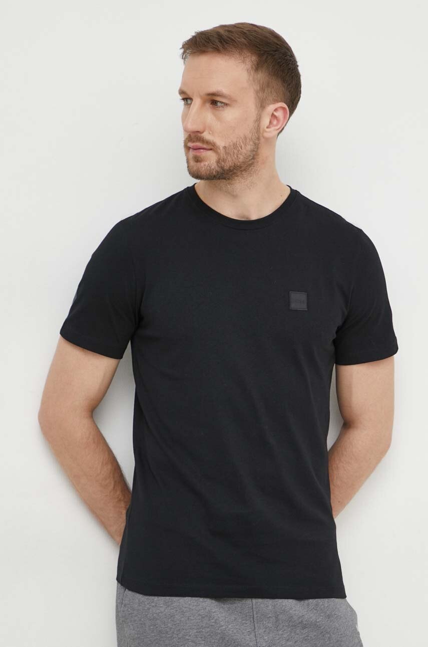 BOSS Orange tricou din bumbac barbati, culoarea negru, neted, 50508584