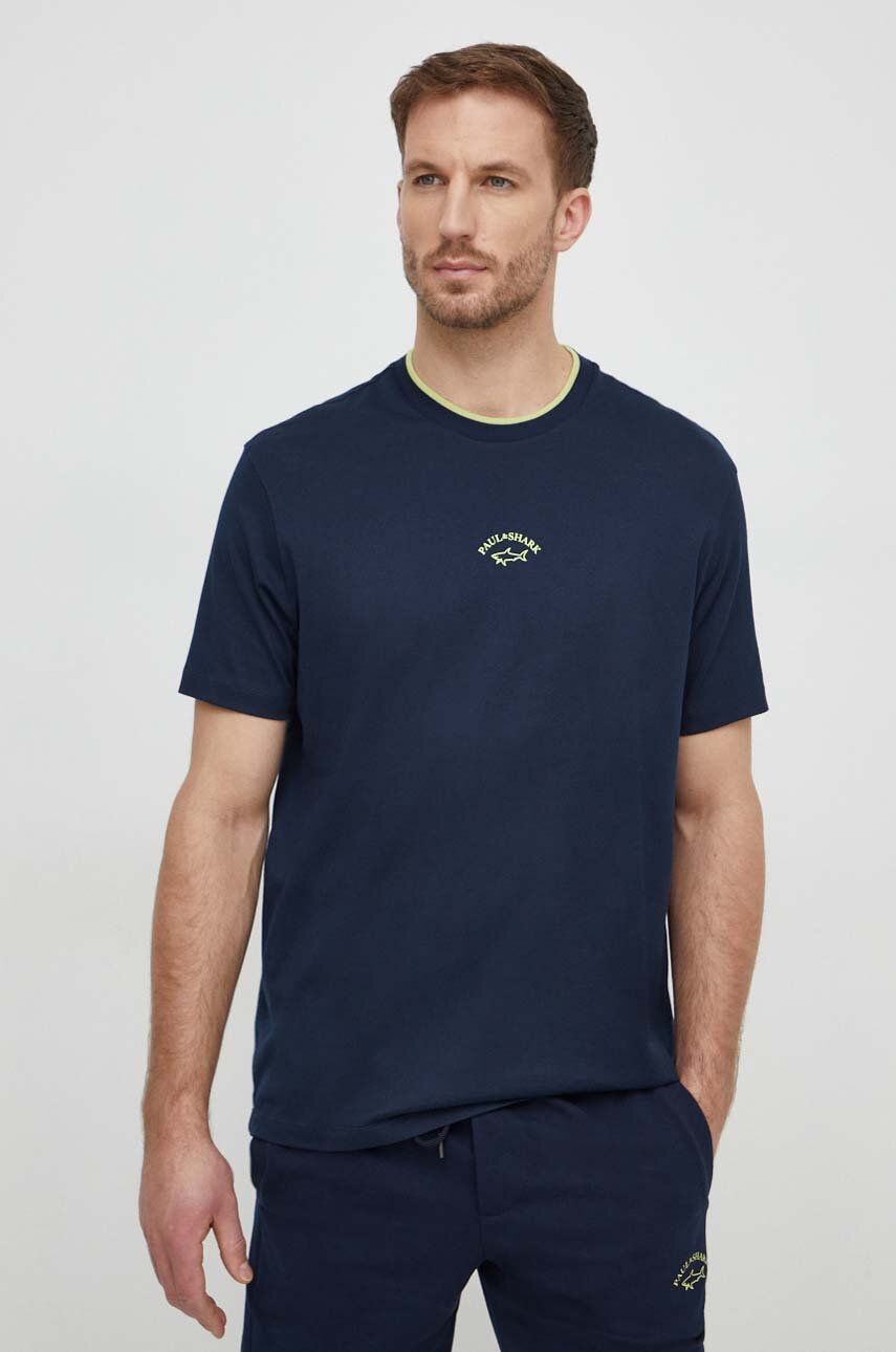 Levně Bavlněné tričko Paul&Shark tmavomodrá barva, s potiskem, 24411055