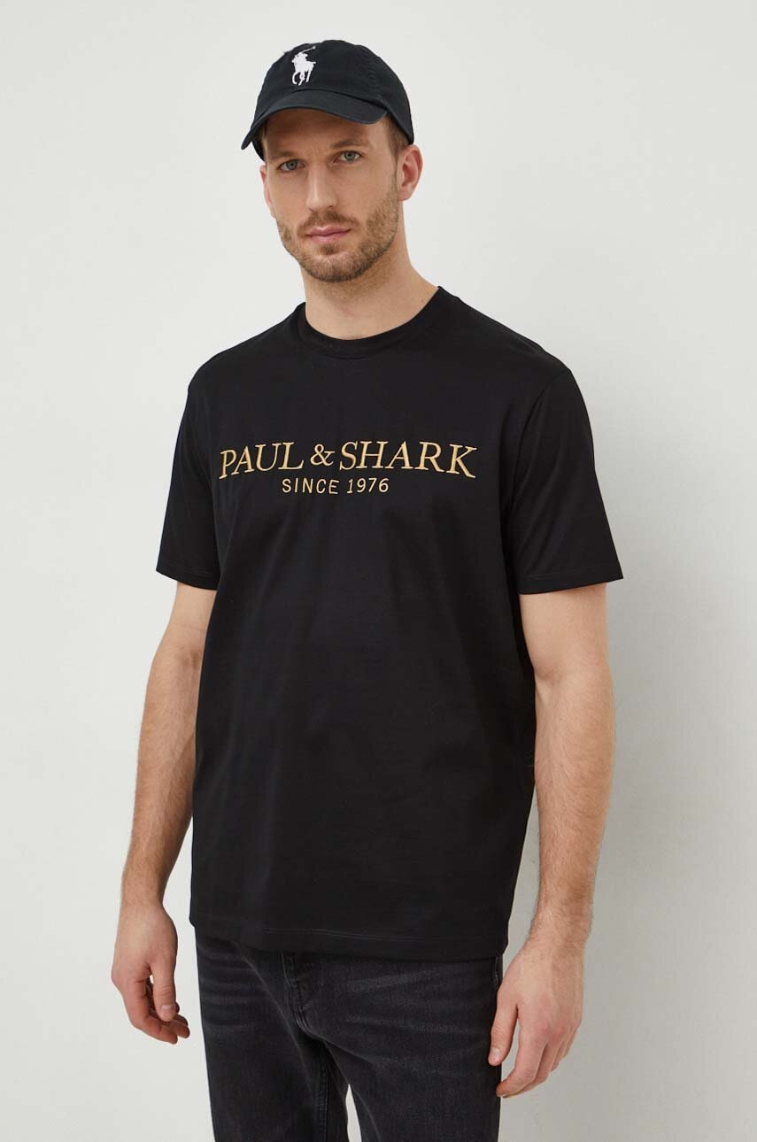 Paul&Shark tricou din bumbac barbati, culoarea negru, cu imprimeu Paul&Shark tricou din bumbac barbati, culoarea negru, cu imprimeu