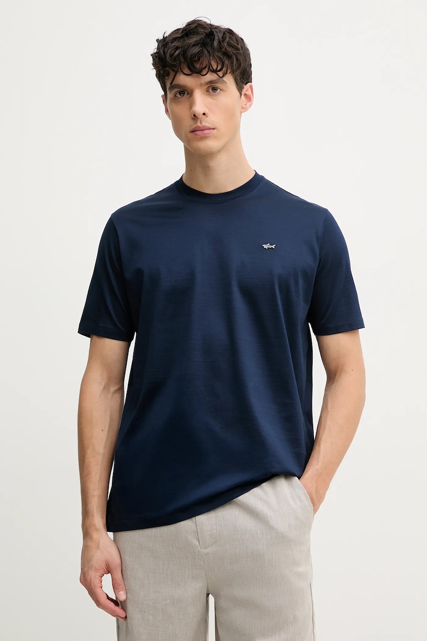 Paul&Shark tricou din bumbac barbati, culoarea albastru marin, neted Paul&Shark tricou din bumbac barbati, culoarea albastru marin, neted