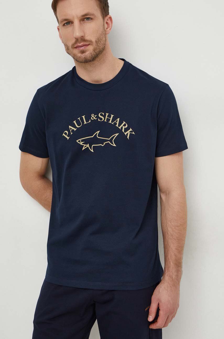 Levně Bavlněné tričko Paul&Shark tmavomodrá barva, s potiskem, 24411032