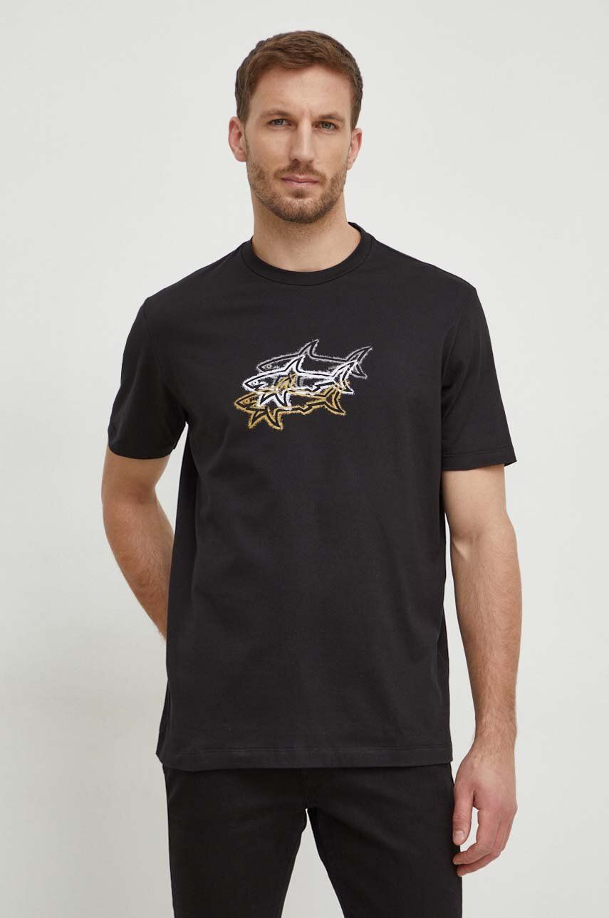 Levně Bavlněné tričko Paul&Shark černá barva, s potiskem, 24411041