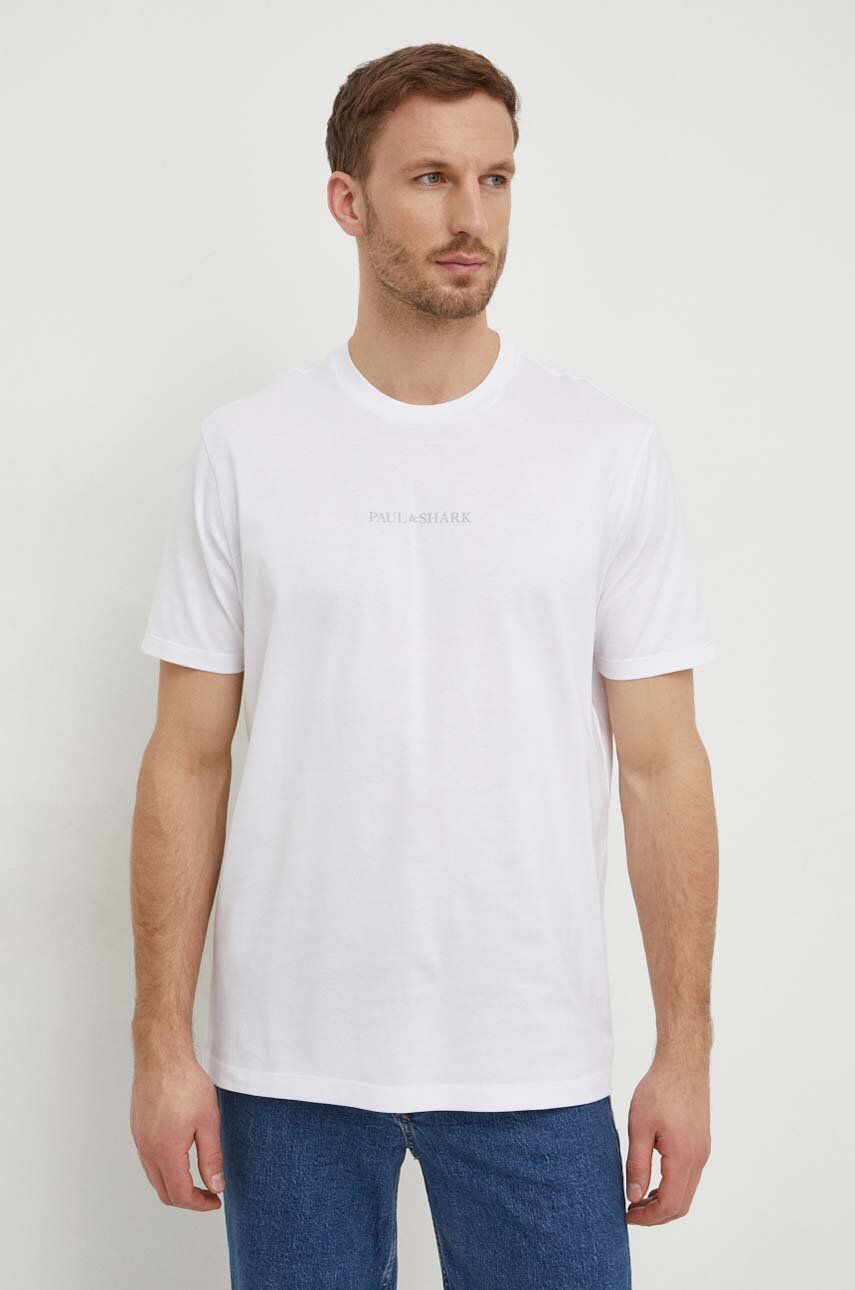 Levně Bavlněné tričko Paul&Shark bílá barva, s potiskem, 24411069