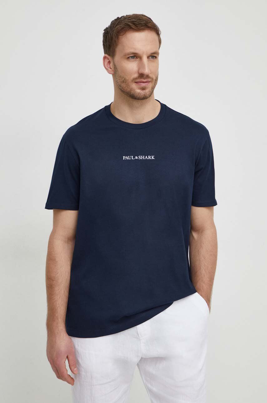 Bavlněné tričko Paul&Shark tmavomodrá barva, s potiskem, 24411069
