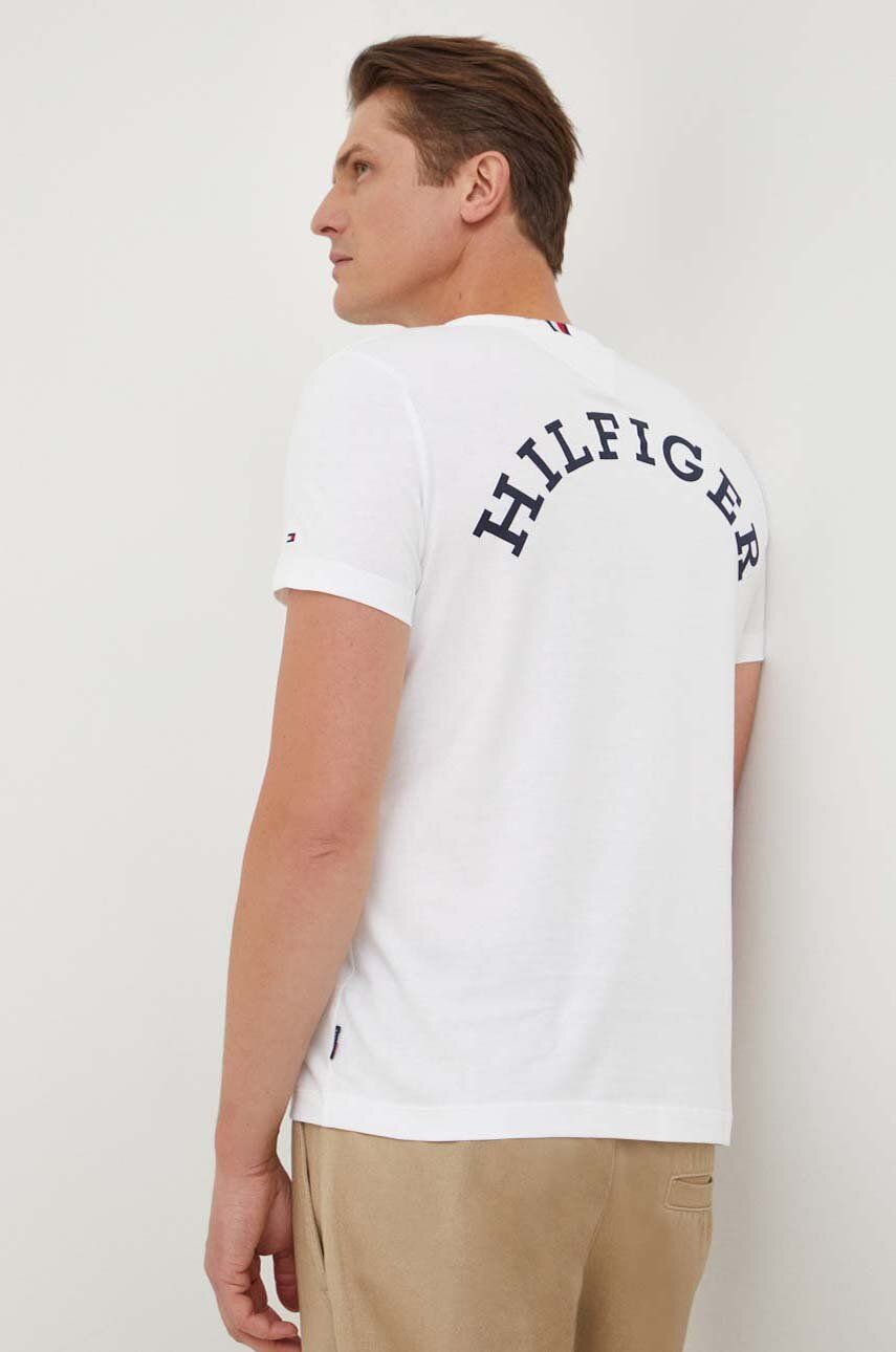Levně Bavlněné tričko Tommy Hilfiger bílá barva, s potiskem, MW0MW33686