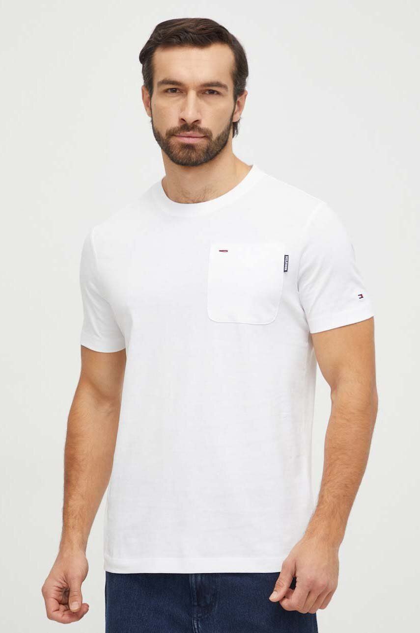 Levně Bavlněné tričko Tommy Hilfiger bílá barva, MW0MW33696