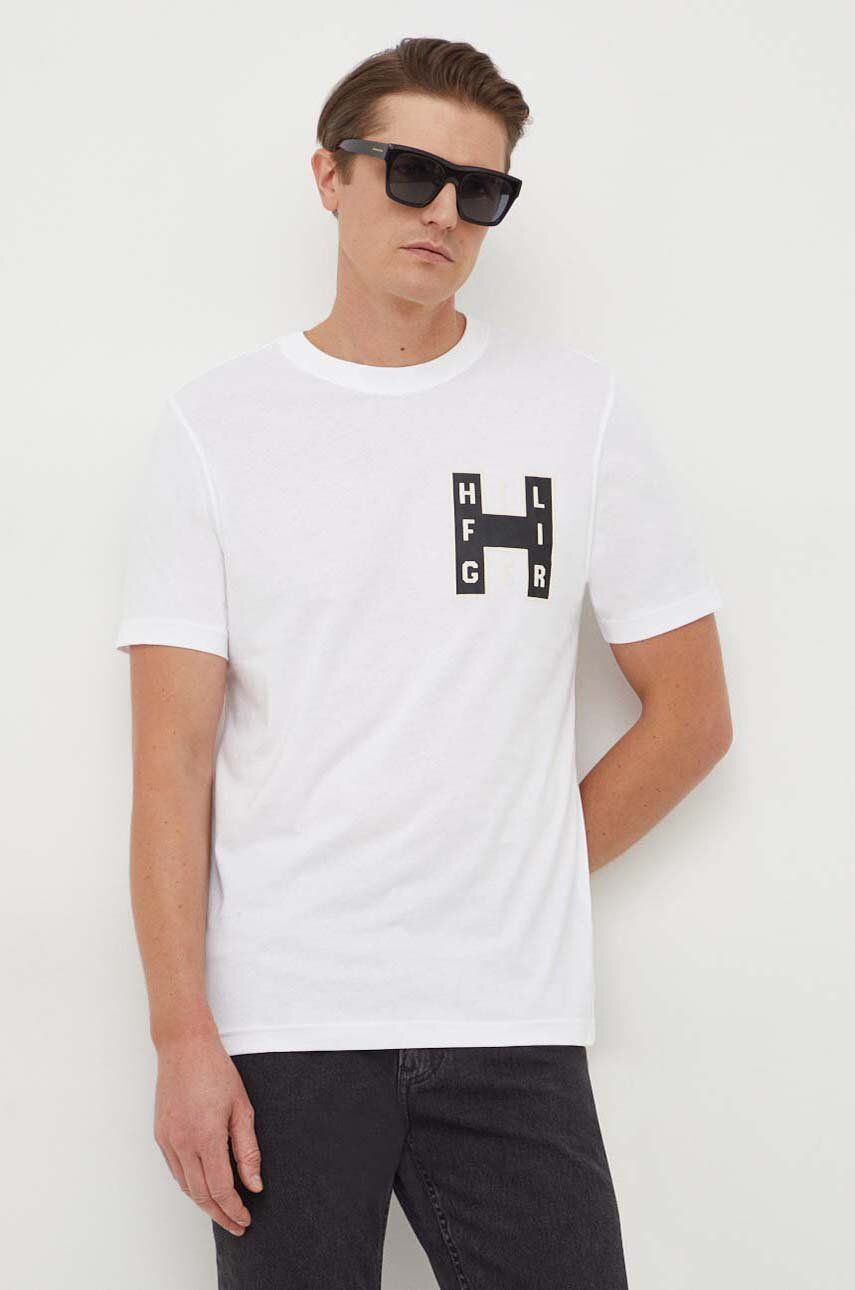 Levně Bavlněné tričko Tommy Hilfiger bílá barva, s potiskem, MW0MW33893