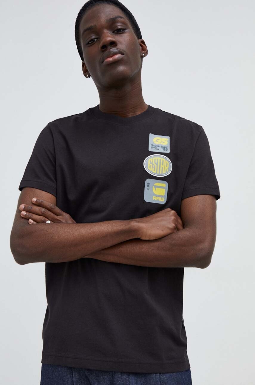 

Хлопковая футболка G-Star Raw мужской цвет чёрный с принтом