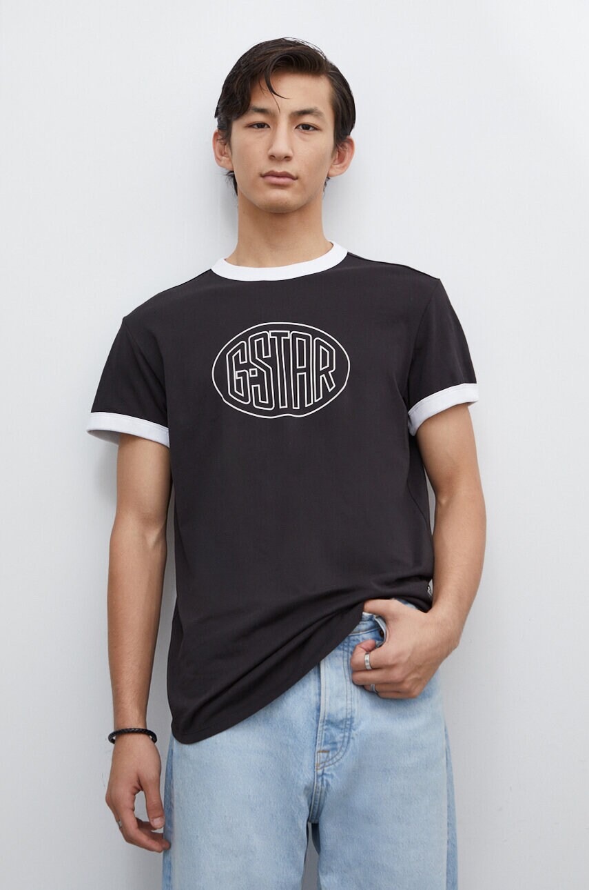 G-Star Raw tricou din bumbac barbati, culoarea negru, cu imprimeu G-Star Raw tricou din bumbac barbati, culoarea negru, cu imprimeu