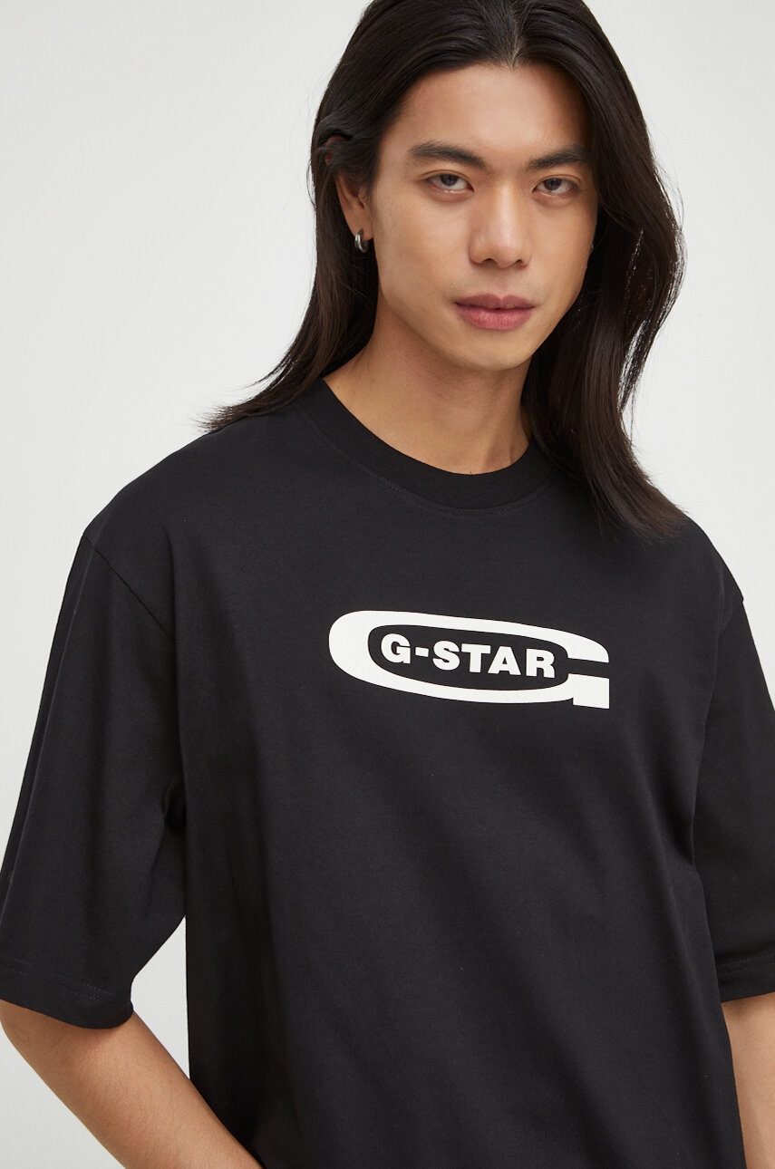 G-Star tricou din bumbac bărbați, culoarea negru, cu imprimeu