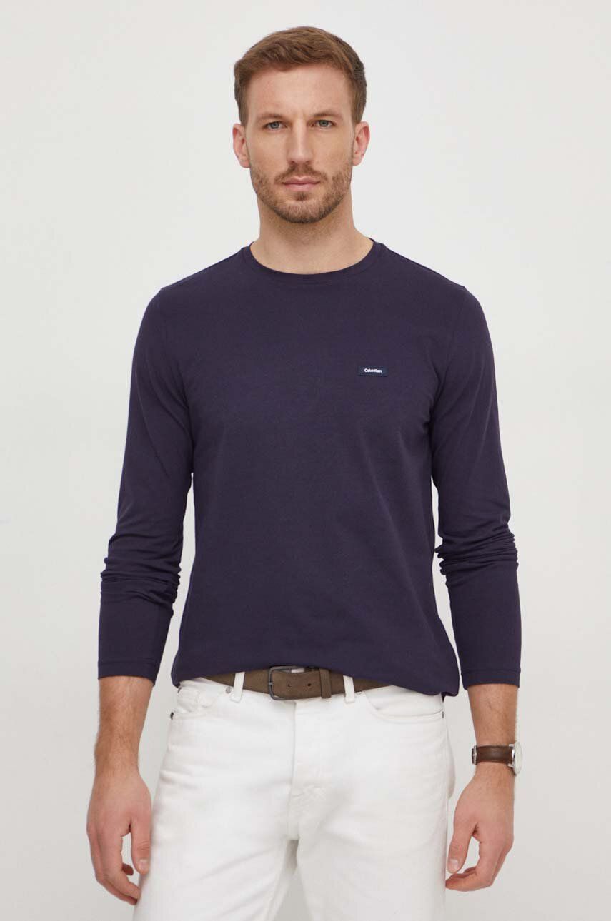 Levně Tričko s dlouhým rukávem Calvin Klein tmavomodrá barva