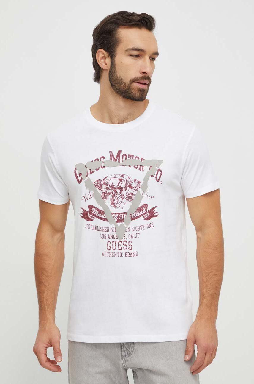 E-shop Bavlněné tričko Guess bílá barva, s potiskem, M4RI20 K8FQ4