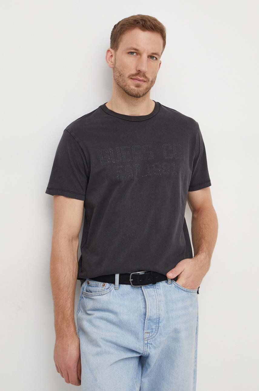 Levně Bavlněné tričko Guess šedá barva, s aplikací, M4RI02 I3Z14
