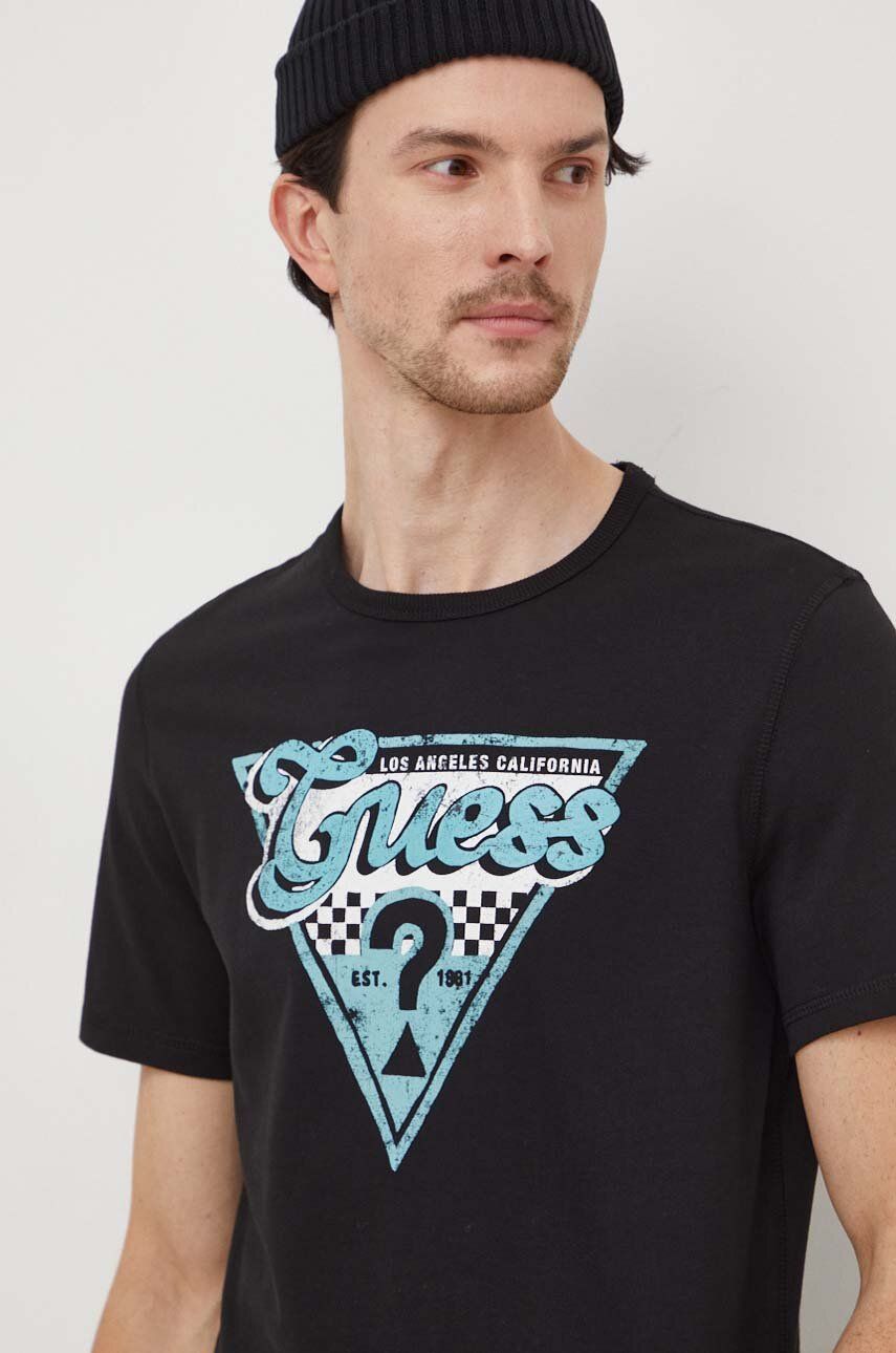 E-shop Bavlněné tričko Guess černá barva, s potiskem, M4RI06 I3Z14
