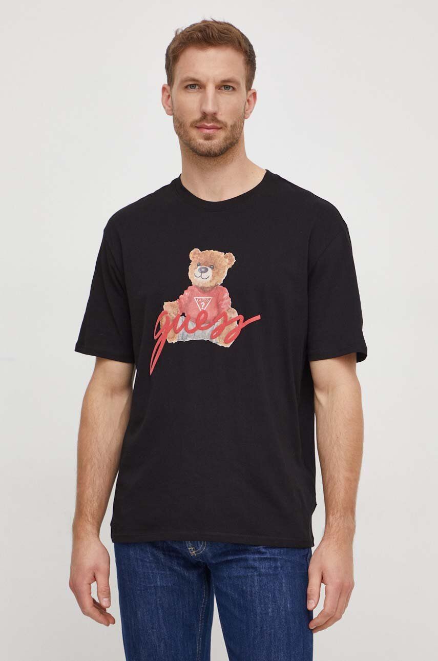 E-shop Bavlněné tričko Guess černá barva, s potiskem, M4RI81 K9RM1