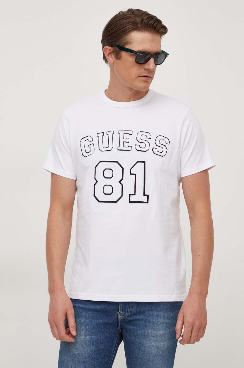 E-shop Bavlněné tričko Guess bílá barva, s aplikací, M4RI22 K8FQ4