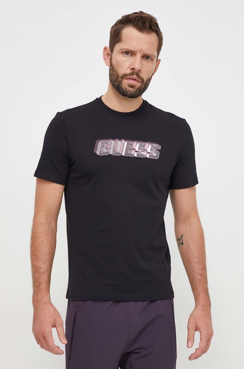Levně Bavlněné tričko Guess NIKOLAS černá barva, s potiskem, Z4RI10 I3Z14