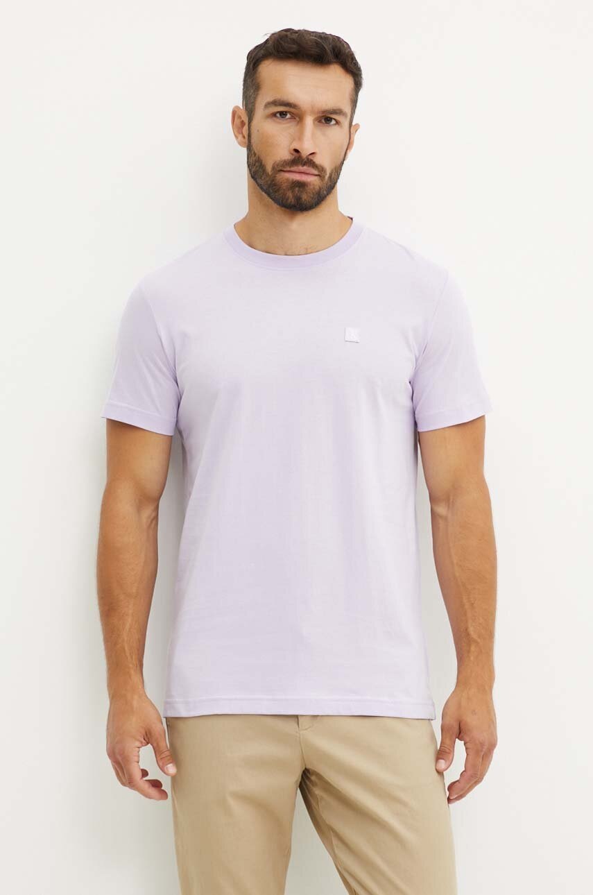 

Памучна тениска Calvin Klein Jeans в лилаво с изчистен дизайн J30J325268, Виолетов