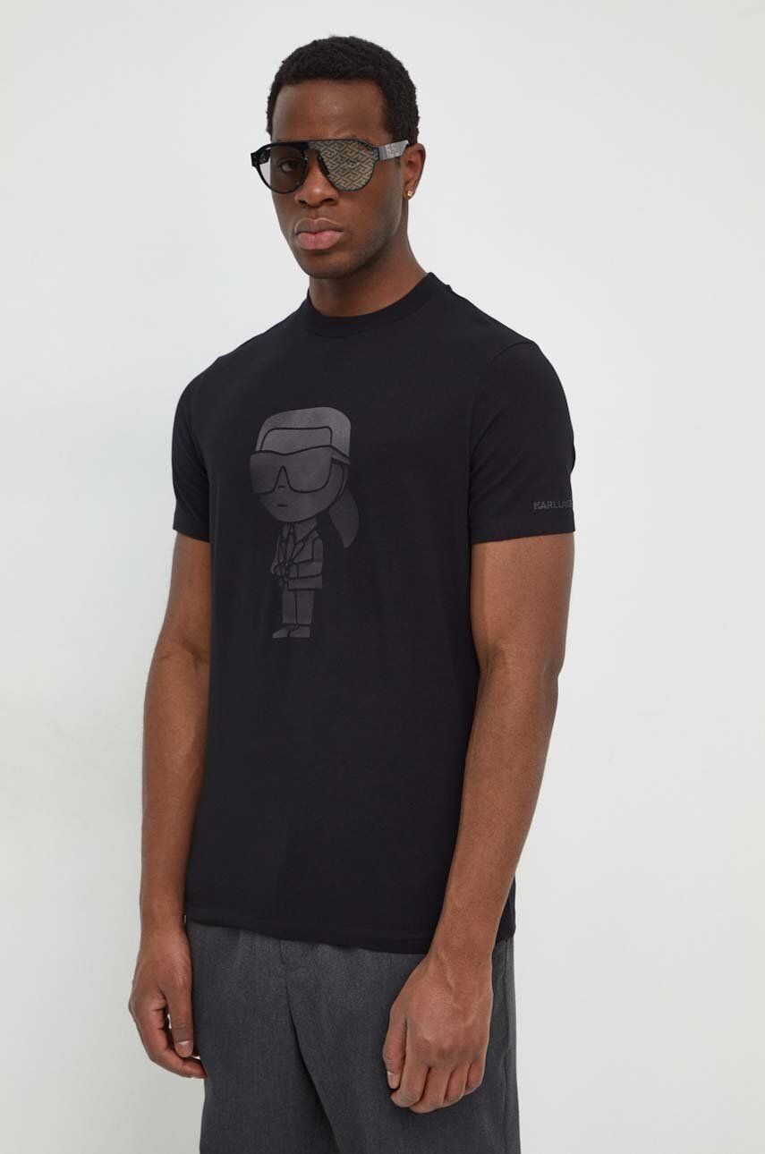 Karl Lagerfeld tricou bărbați, culoarea negru, cu imprimeu 541221.755400