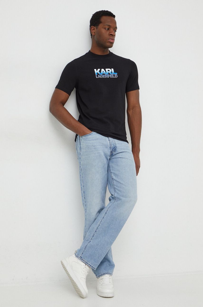 Karl Lagerfeld tricou bărbați, culoarea negru, cu imprimeu 541221.755402