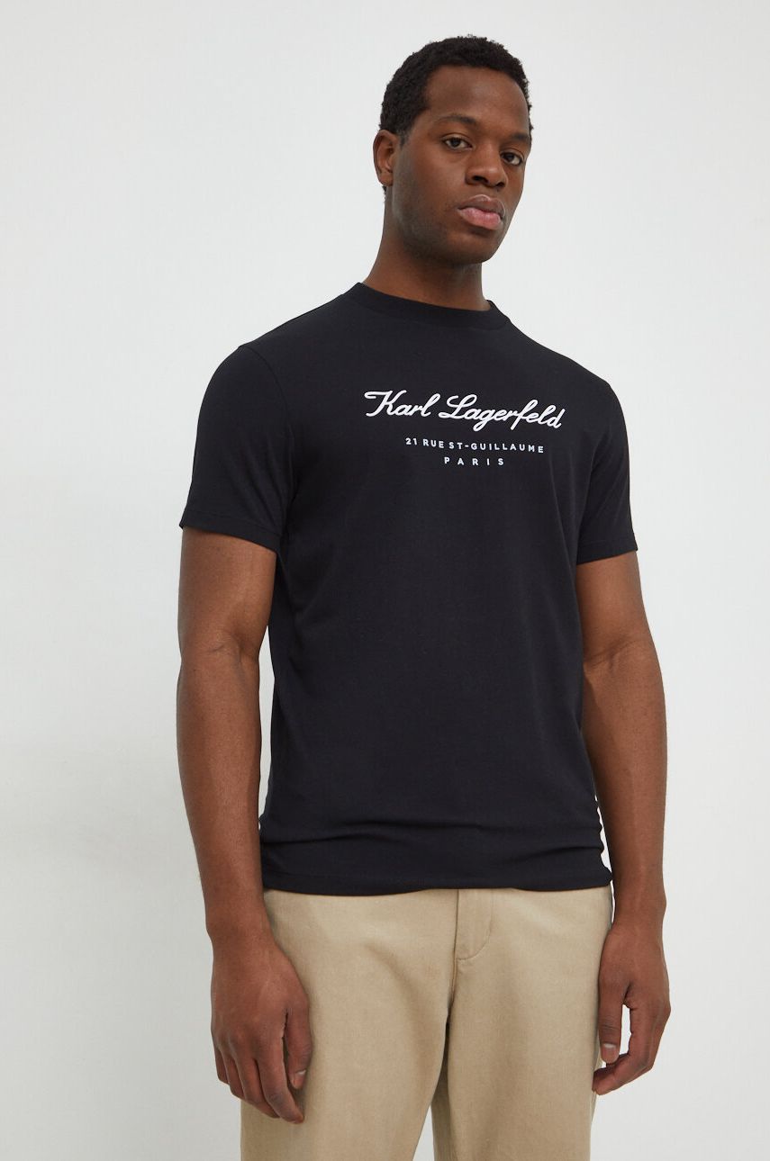 Karl Lagerfeld tricou bărbați, culoarea negru, cu imprimeu 541221.755403