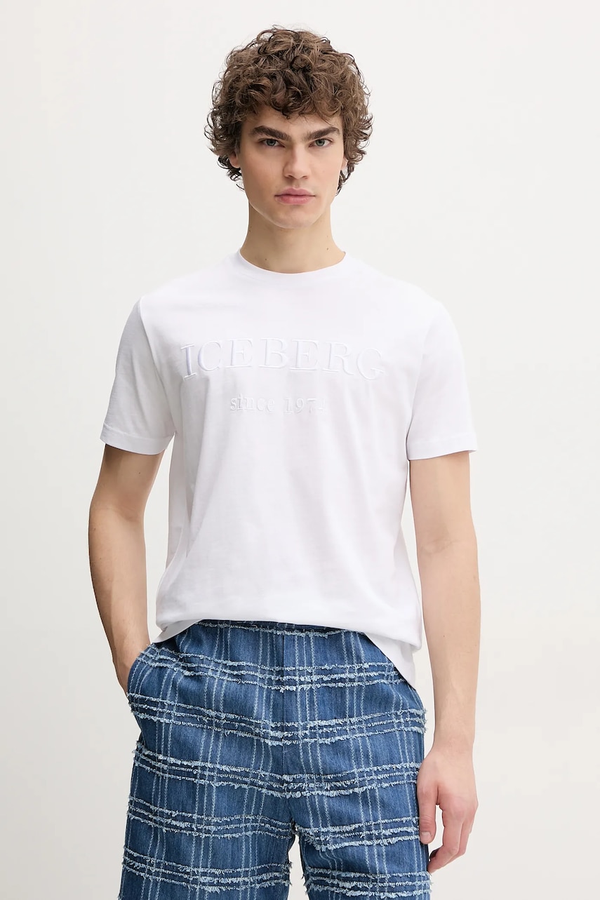 Iceberg tricou din bumbac barbati, culoarea alb, cu imprimeu Iceberg tricou din bumbac barbati, culoarea alb, cu imprimeu