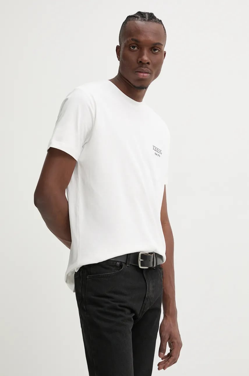 Iceberg tricou din bumbac barbati, culoarea alb, cu imprimeu Iceberg tricou din bumbac barbati, culoarea alb, cu imprimeu