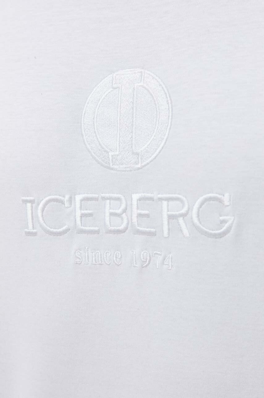 Βαμβακερό μπλουζάκι Iceberg ανδρικά, χρώμα: άσπρο φωτογραφία