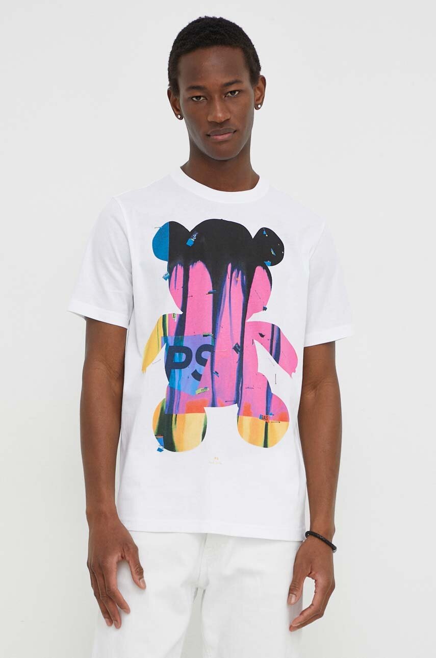 

Памучна тениска PS Paul Smith в бяло с принт, Бял