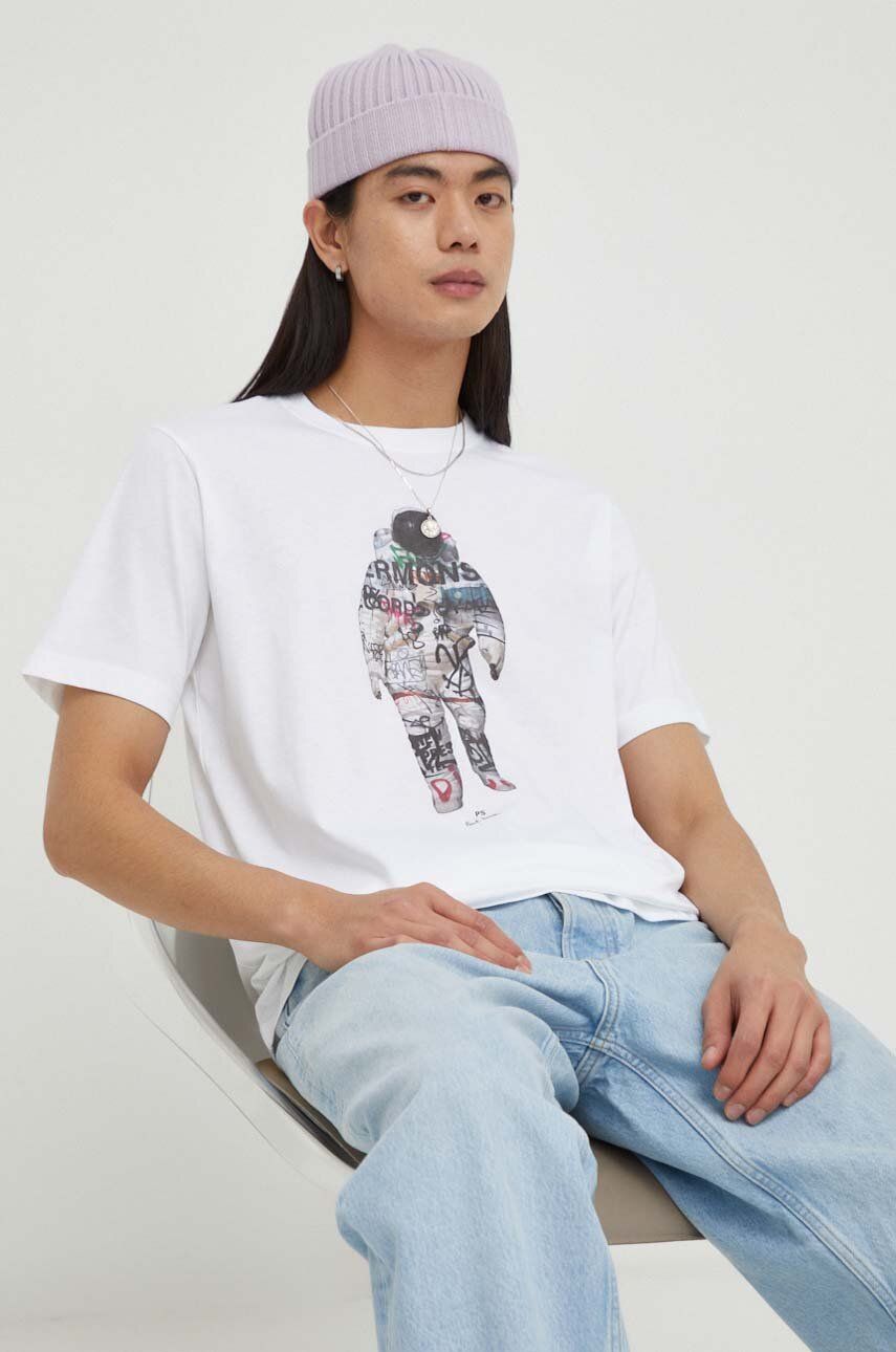 E-shop Bavlněné tričko PS Paul Smith bílá barva, s potiskem