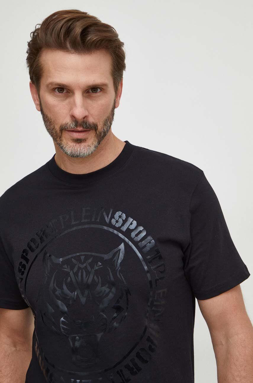 E-shop Bavlněné tričko PLEIN SPORT černá barva, s potiskem