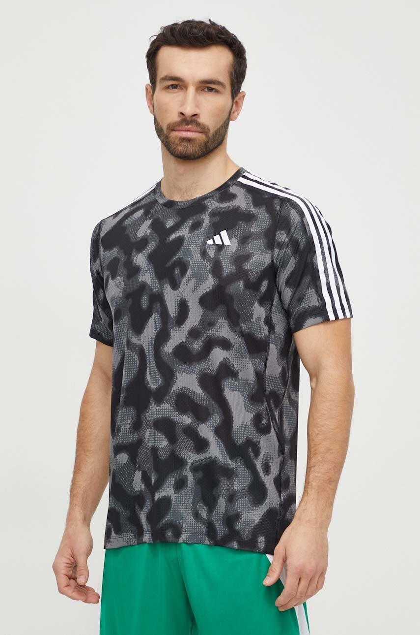 adidas Performance tricou de alergare Own the Run culoarea gri, cu imprimeu IK4979