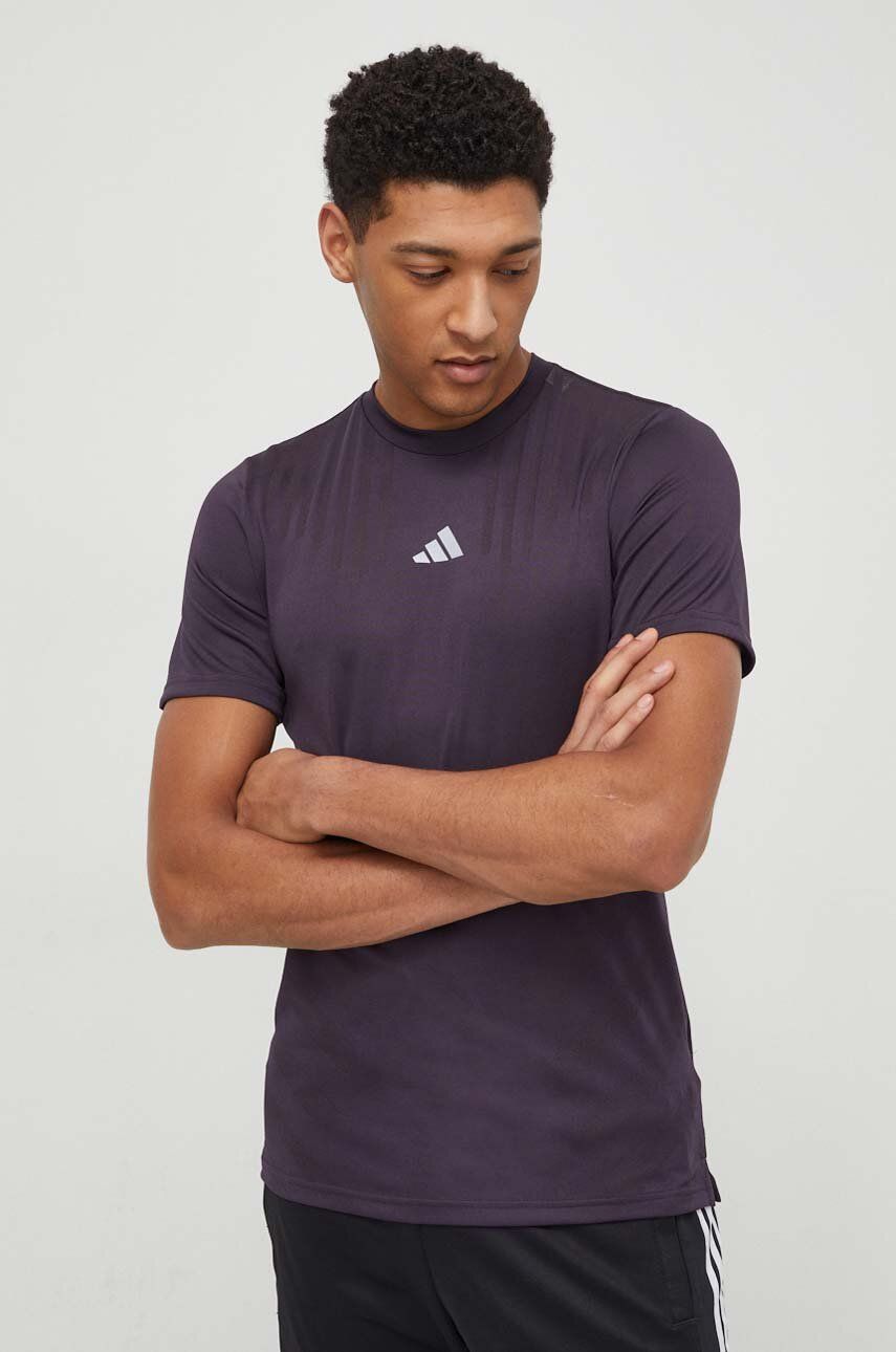 adidas Performance tricou de antrenament HIIT culoarea violet, neted