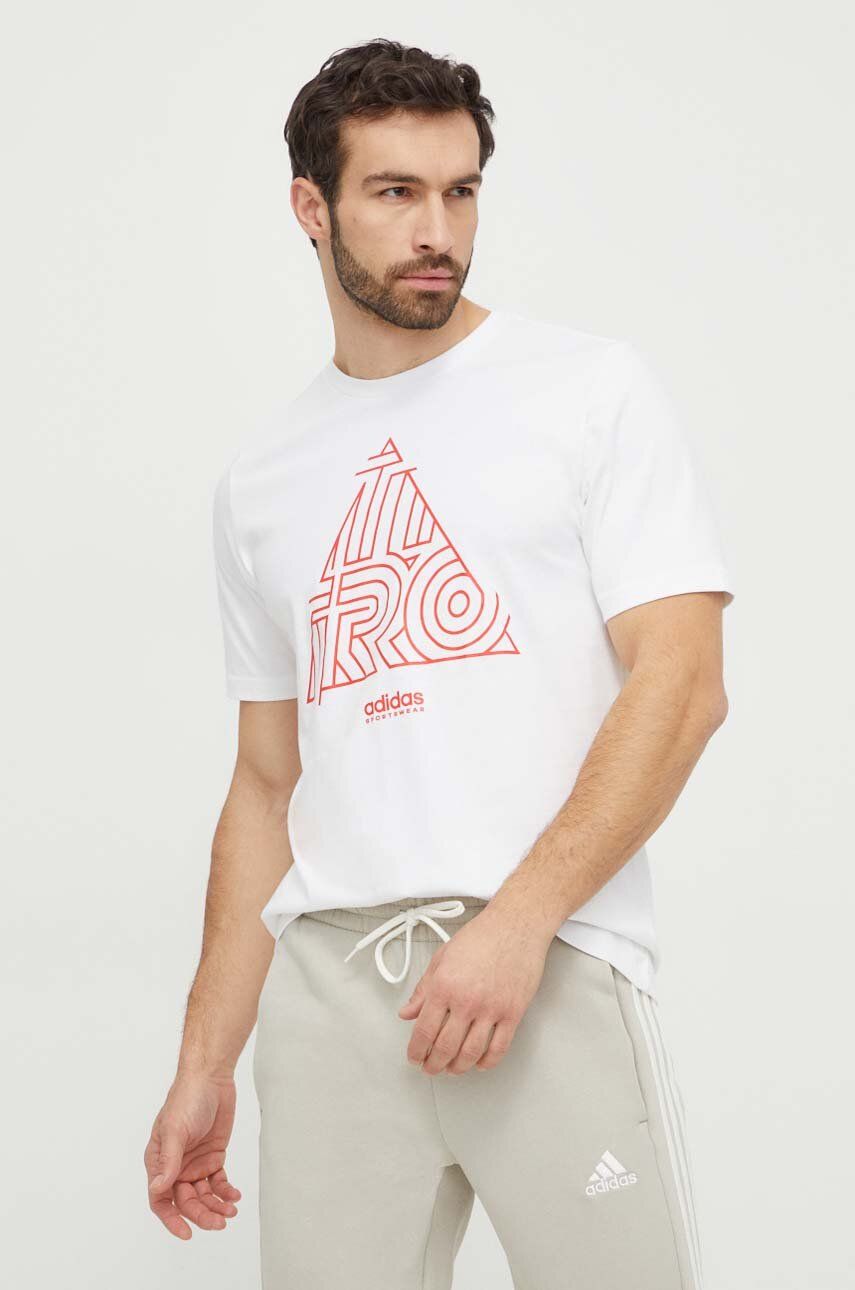 adidas tricou din bumbac TIRO bărbați, culoarea alb, cu imprimeu IN6257