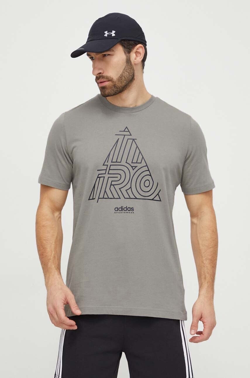adidas tricou din bumbac TIRO barbati, culoarea bej, cu imprimeu IN6267