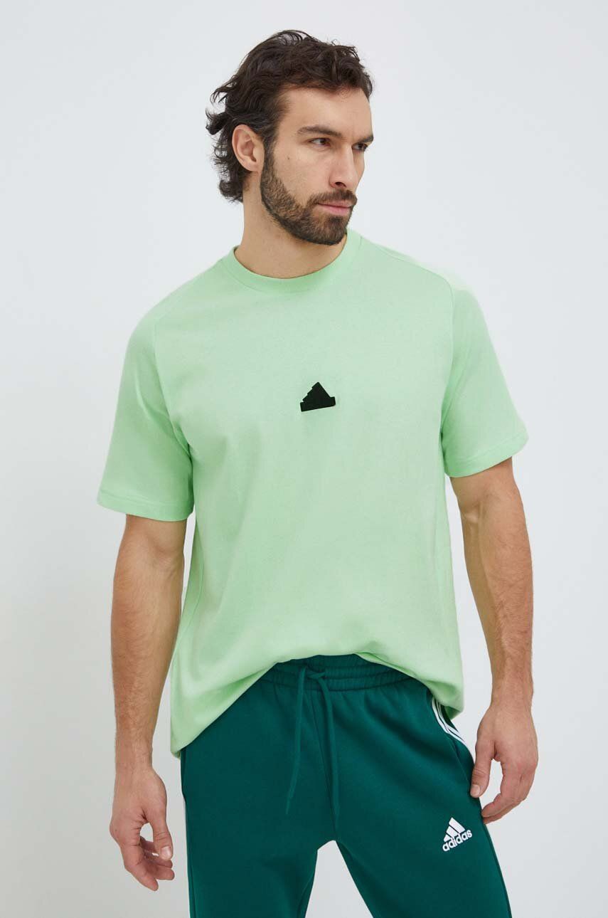 adidas tricou ZNE barbati, culoarea verde, neted