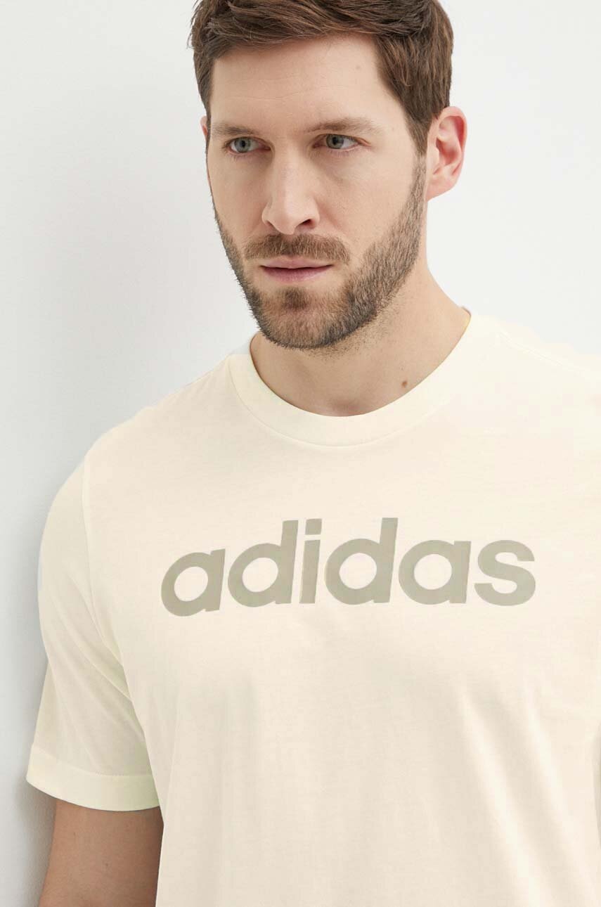 

Памучна тениска adidas в бежово с принт IS1345, Бежов