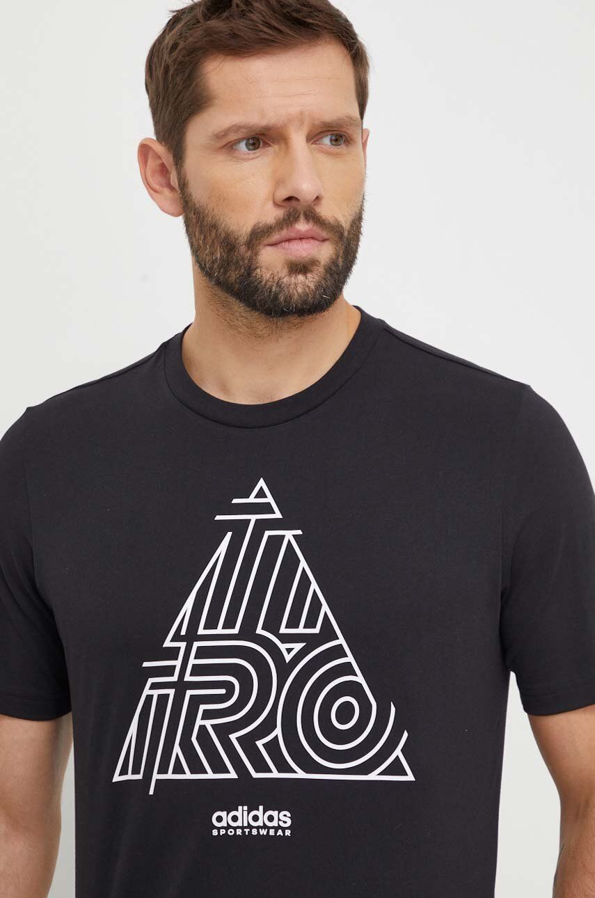 adidas tricou din bumbac TIRO barbati, culoarea negru, cu imprimeu