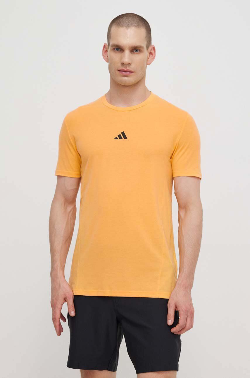 adidas Performance tricou de antrenament D4T culoarea galben, neted, IS3818