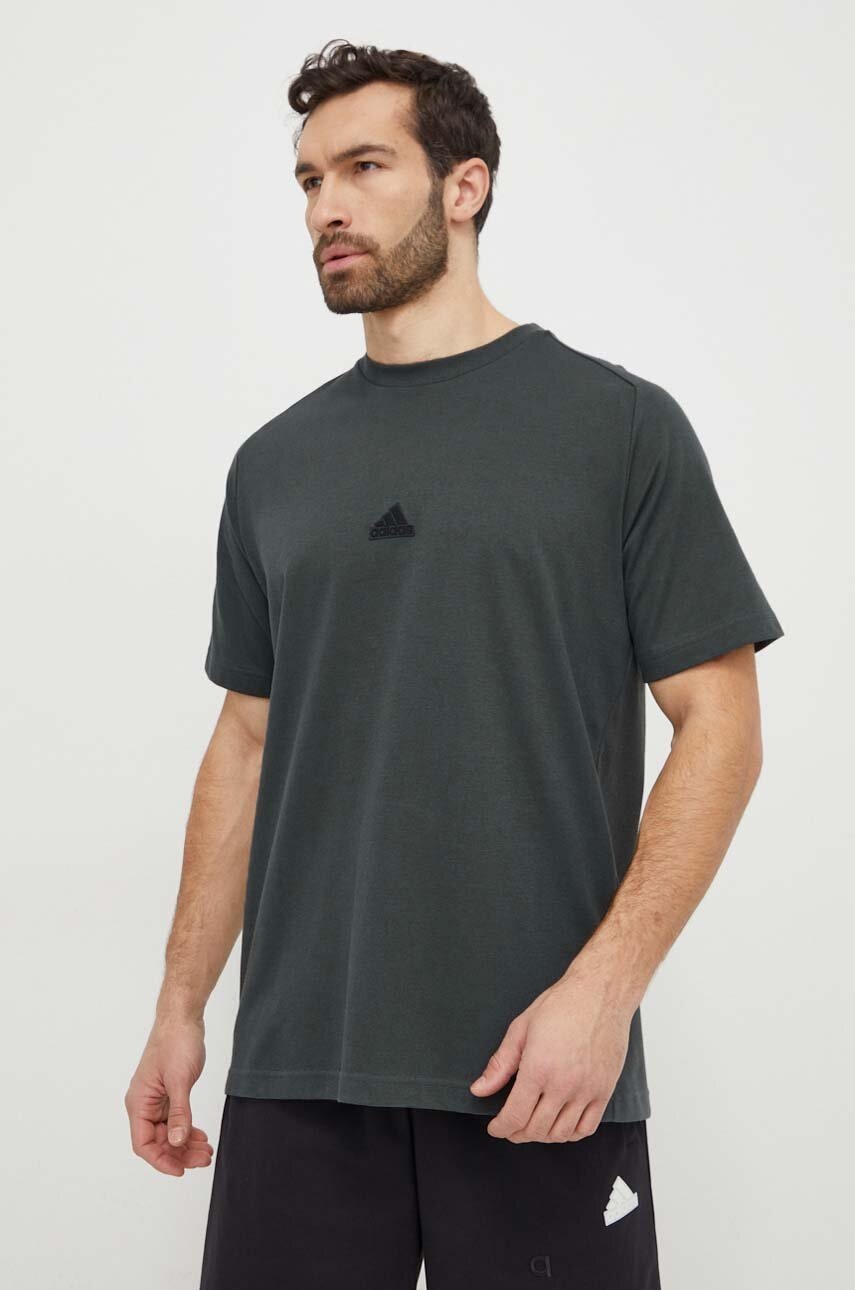 adidas tricou Z.N.E bărbați, culoarea verde, cu imprimeu IS8358