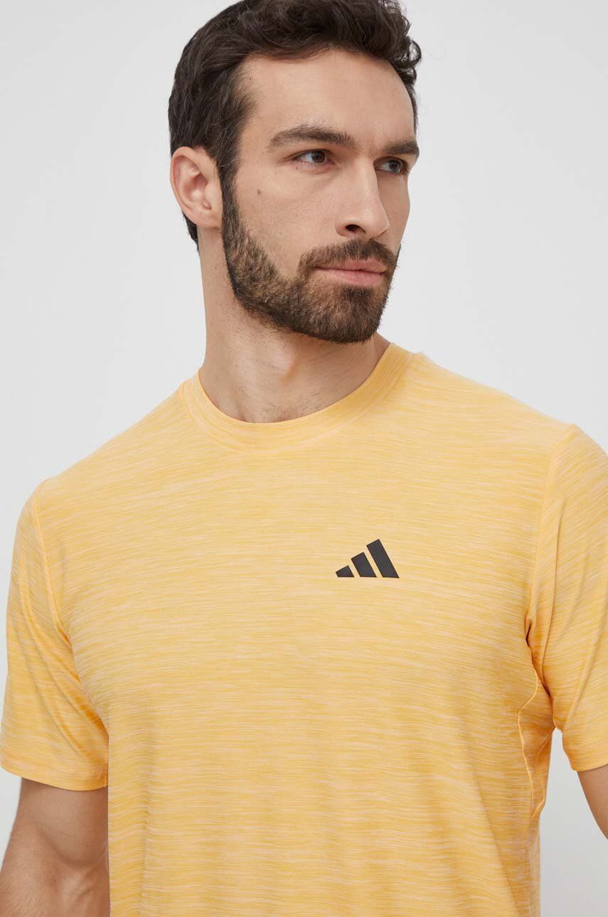 adidas Performance tricou de antrenament culoarea galben, neted, IT5402