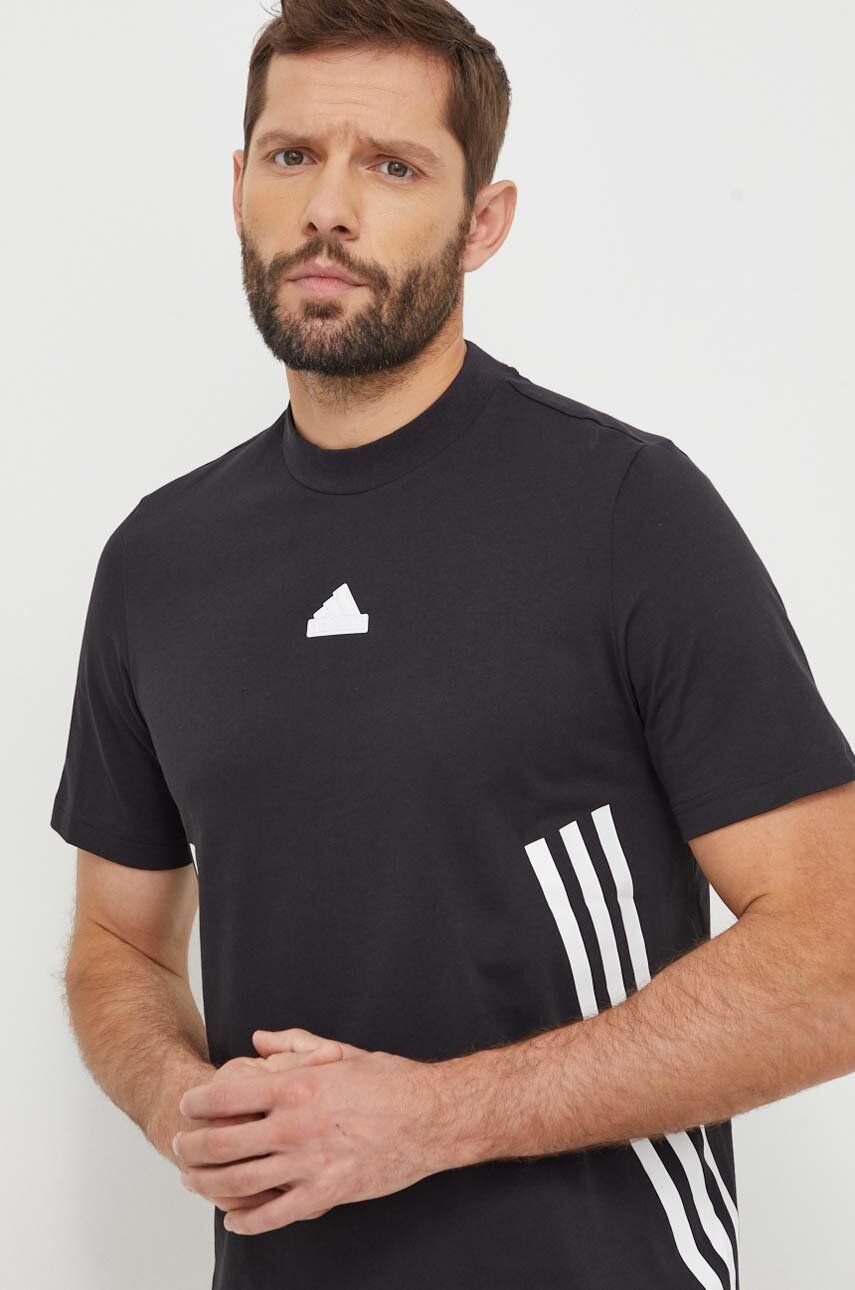 adidas tricou din bumbac bărbați, culoarea negru, cu imprimeu IX5196