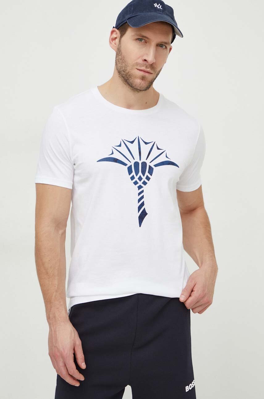 Βαμβακερό μπλουζάκι Joop! ανδρικά, χρώμα: άσπρο φωτογραφία