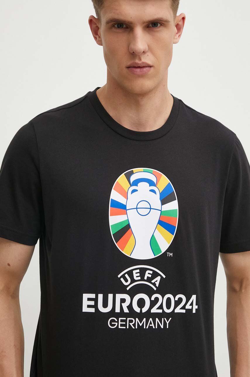 adidas Performance tricou Euro 2024 barbati, culoarea negru, cu imprimeu, IT9291