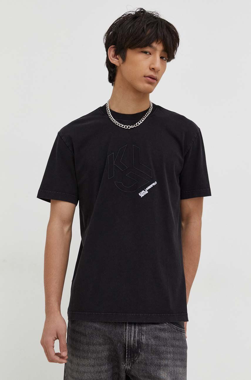E-shop Bavlněné tričko Karl Lagerfeld Jeans černá barva, s aplikací