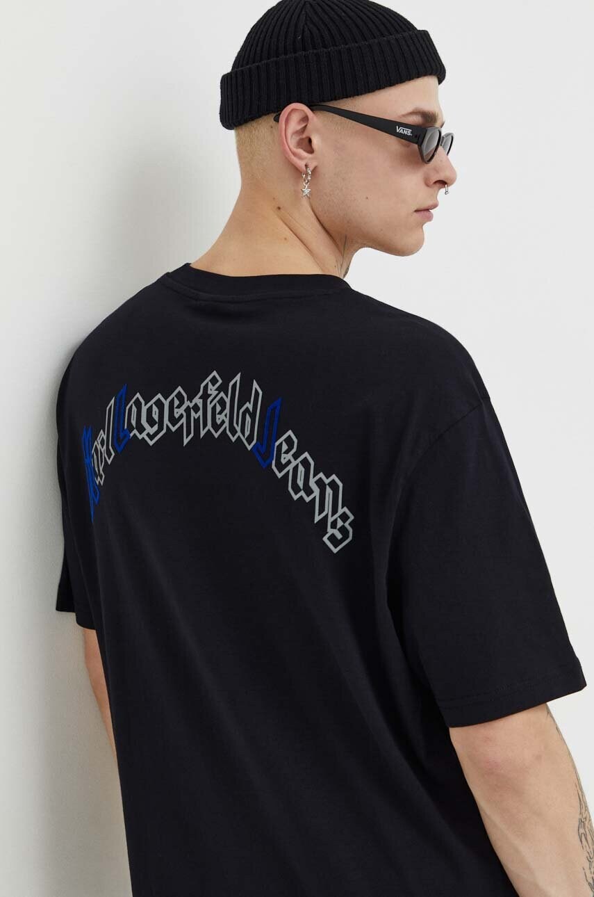 

Бавовняна футболка Karl Lagerfeld Jeans чоловічий колір чорний з аплікацією