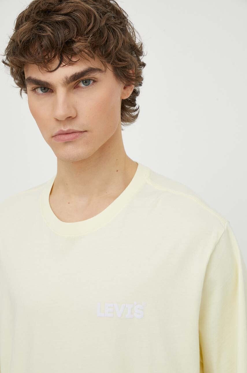 Levi's tricou din bumbac barbati, culoarea galben, cu imprimeu